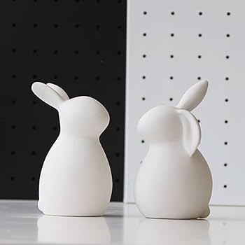 ラビット　ウサギ　兎　白兎　陶器　置物　インテリア　工芸品　美術品　A1387 セラミックミニアニマル ウサギ 白[うさぎ 兎 ラビット 陶器